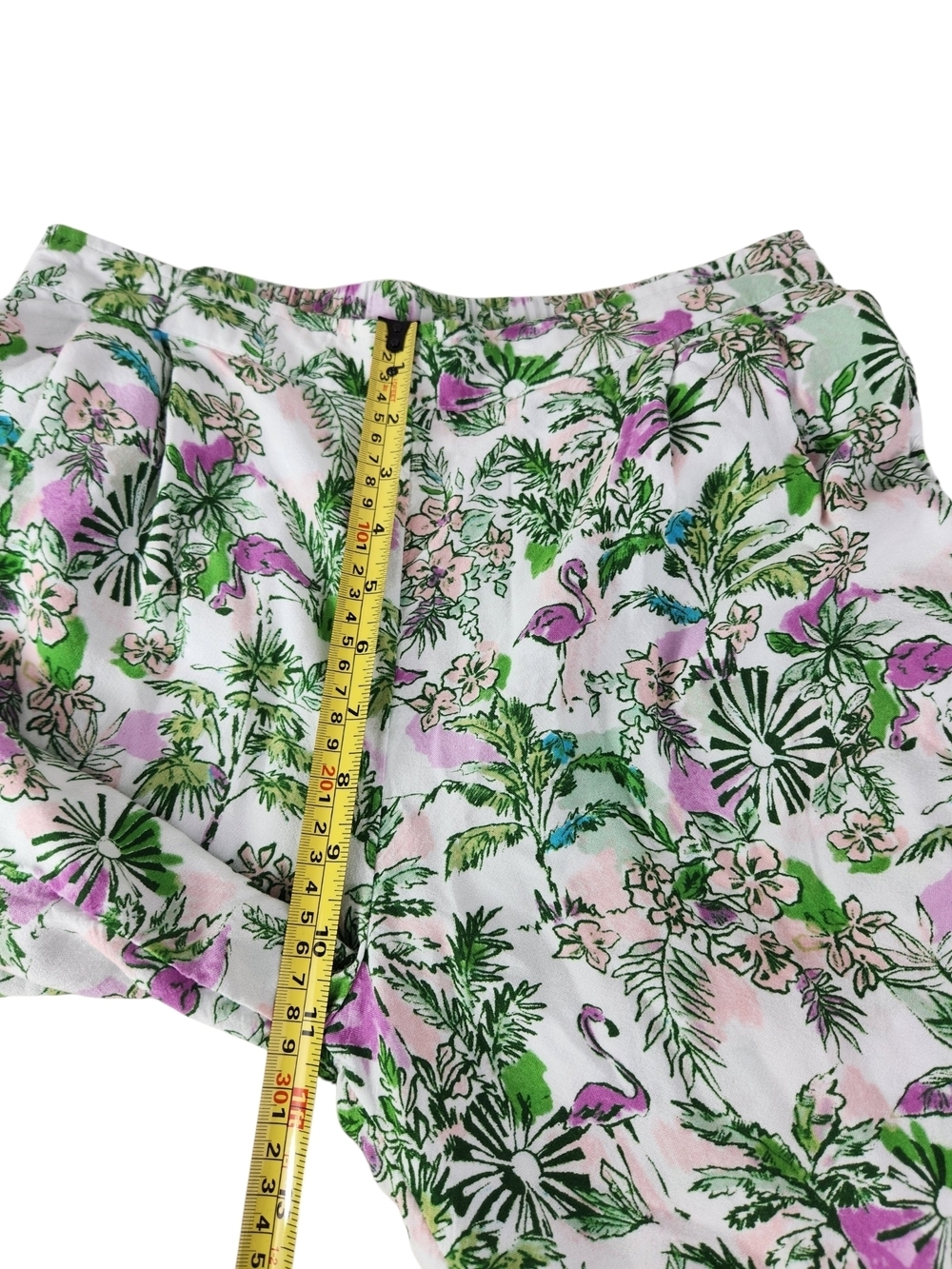 Stella Parker Tropical Flamingo Floral Wide-Leg Flowy Crop Pants Small Resort - Picture 10 of 16